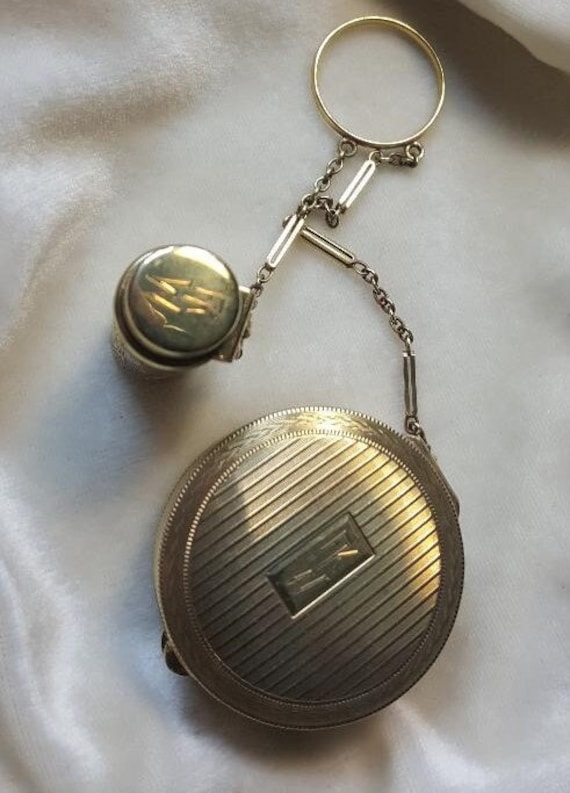1930Er 14K Compact Und Lippenstift Chatelaine von Jettesjewels