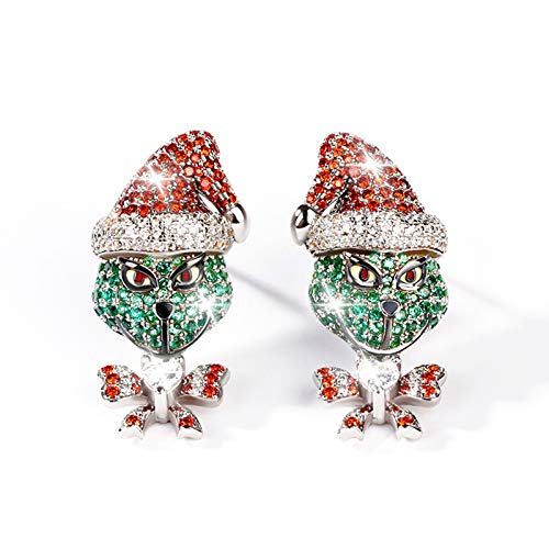 Jeulia 1.5 Karat Weihnachtsmonster Ohrstecker 925 Silber 6mm Edelstein Ohrringe mit Rubin und Smaragdgrün Stein Hypoallergene Ohrringe für Mädchen Frauen Weihnachtsfest Geschenk von Jeulia