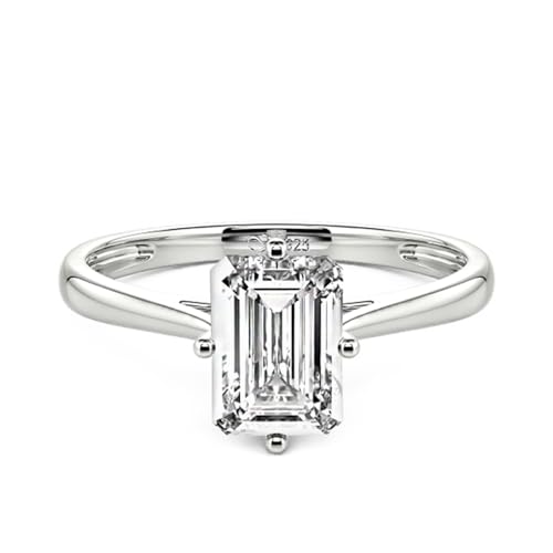 Jeulia 1ct Moissanit Diamant Ring S925 Sterling Silber Verlobungsring Ewigkeitsringe Eheringe Engagement Ring Für Damen Mädchen für Geburtstag, Weihnachten, Valentinstag (Smaragdschliff, 53(16.9)) von Jeulia