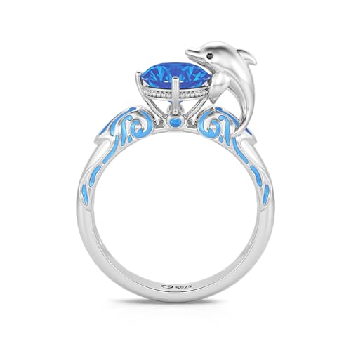 Jeulia 2.5 ct Hug Me 925 Sterling Silber Damenring Rundem Schliff Verlobungsring Zirkonia Kristall Ewigkeitsringe Eheringe für Valentinstag Geburtstag (Delfin, 52(16.5)) von Jeulia