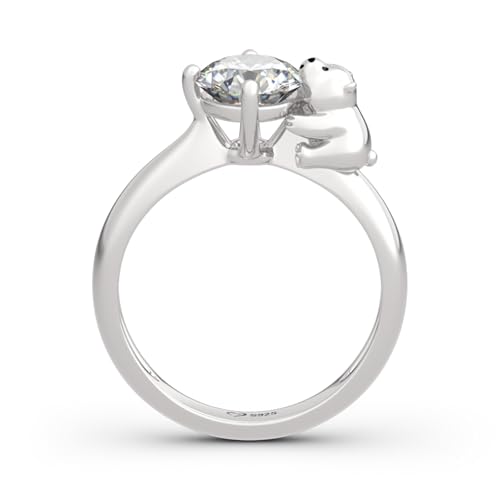 Jeulia 2.5 ct Hug Me 925 Sterling Silber Damenring Rundem Schliff Verlobungsring Zirkonia Kristall Ewigkeitsringe Eheringe für Valentinstag Geburtstag (Eisbär, 66(21)) von Jeulia
