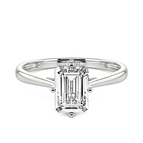 Jeulia 925 Silber Ring Für Damen Mädchen 1.55 ct Verlobungsring aus Sterlingsilber im Smaragdschliff Engagement Versprechen Jubiläum Bandringe (#2, 59(19)) von Jeulia