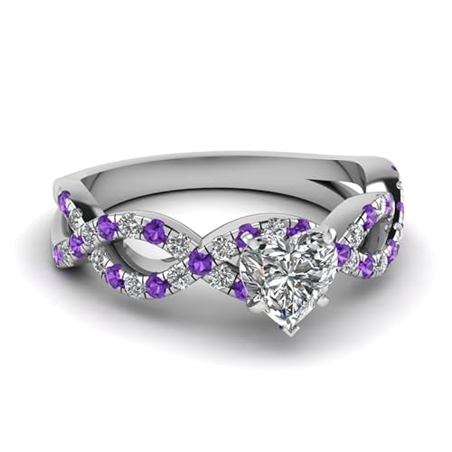 Jeulia 925 Silber Ring Für Damen Mädchen Twist Shank Herzschliff-Ring Zirkonia Kristall Damenring Verlobungsring Ewigkeitsringe Eheringe für ihre Teenager-Mädchen (Silber, 54(17.3)) von Jeulia