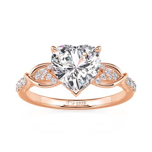 Jeulia 925 Silber Ring Liebe Unendlichkeit Herz Verlobungsring mit Farbverlauf Seitenstein Rosegold Zirkonia Ewigkeitsringe Eheringe mit Schmuckschatulle (Rosegold, 62(19.8)) von Jeulia