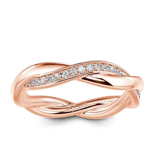 Jeulia 925 Silber Ring Twist-Design Trauringe Ehering Für Damen Mädchen Zirkonia Kristall Verlobungsring Ewigkeitsringe für Geburtstag, Weihnachten, Valentinstag (Roségold, 57(18.1)) von Jeulia