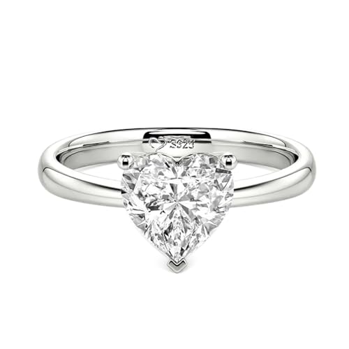 Jeulia 925 Sterling Silber Damenring 1ct Verlobungsring mit Herzschliff Zirkonia Kristall Ring Für Damen Mädchen Jubiläums Ewigkeitsring Vorsteckring Schmal (Herzschnitt Nr. 3, 56(17.7)) von Jeulia