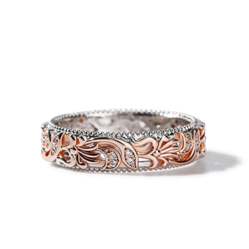 Jeulia Blumenring aus Sterlingsilber Zweifarbiger Damen & Herren Trauringe Paar Ringe 925 Eheringe Blume Blatt Trauring Roségold Vergoldetes Verlobungsringe mit Geschenkbox (Damen-Roségold, 54(17.3)) von Jeulia
