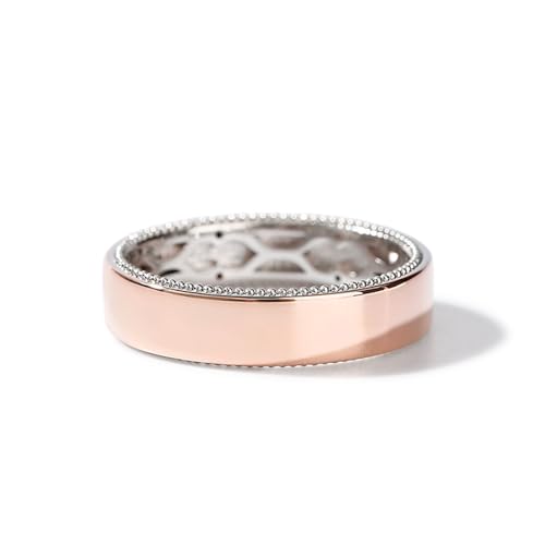 Jeulia Blumenring aus Sterlingsilber Zweifarbiger Damen & Herren Trauringe Paar Ringe 925 Eheringe Blume Blatt Trauring Roségold Vergoldetes Verlobungsringe mit Geschenkbox (Herren-Roségold, 61(19.4)) von Jeulia