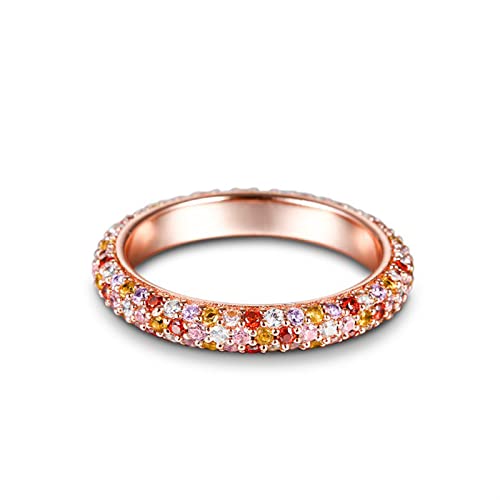 Jeulia Bunte Stein Damen Ringe Rundschliff Sterling Silber Zirkonia Bandring Antragsring Verlobungsring für Frauen Mädchen mit Geschenkbox von Jeulia