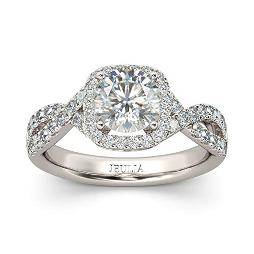 Jeulia Damen Diamantring Ringe Halo Rundschliff Solitär Sterling Silber 3 Stück Ringe Set Schmuck für Braut Hochzeit Band Verlobungsring (56 (17.8)) von Jeulia