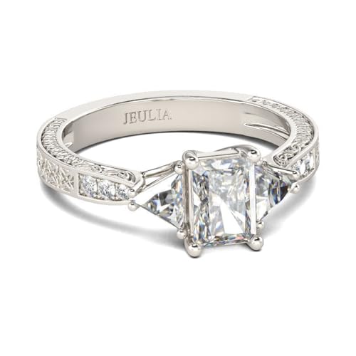 Jeulia Damen-Eheringe, Verlobungsring, funkelnder Schnitt, Sterlingsilber, Zirkonia, Diamant, Brautantrag, Verlobungsring, Jahrestag, Unendlichkeitsschmuck, mit Geschenkbox (Silber, 61(19.4)) von Jeulia