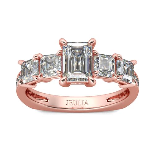 Jeulia Damen Eternity Diamant Verlobungsring: Sterling Silber Prinzess-Schliff 4-Prong Zirkonia Ringe Anniversary Unendlichkeit Schmuck mit Geschenk Box (57（18.1）, Roségold) von Jeulia