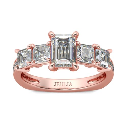 Jeulia Damen Eternity Diamant Verlobungsring: Sterling Silber Prinzess-Schliff 4-Prong Zirkonia Ringe Anniversary Unendlichkeit Schmuck mit Geschenk Box (61（19.4）, Roségold) von Jeulia