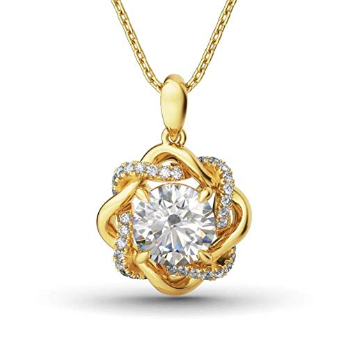 Jeulia Roségold Damen-Kette 925 Sterlingsilber Knoten der Liebe Anhänger Halskette Schmuck Geschenk für Damen (Gelb) von Jeulia