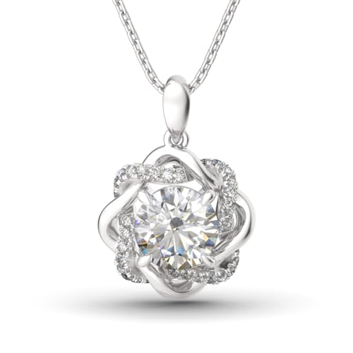 Jeulia Damen Silber-1 925 Sterling Silber Knoten der Liebe Halskette mit Blume Anhänger Schmuck Geschenk für Damen mit Geschenkbox und Karte von Jeulia