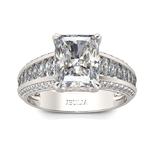 Jeulia Damen Hochzeitsringe Promise Ring:Strahlender Schnitt Sterling Silber Weiße Zirkonia Diamant Braut Antrags Verlobungsring Anniversary Unendlichkeit Schmuck mit Geschenk Box (62（19.8）, Silber) von Jeulia