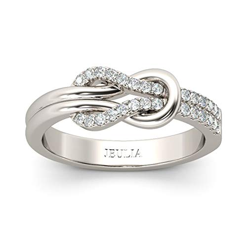 Jeulia Damen Keltischer Knoten Ringe Sterling Silber Diamant Ringe Schmuck für Braut Hochzeit Band Verlobungsring (62 (19.8)) (Silver, 56（17.7）) von Jeulia