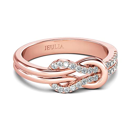 Jeulia Damen Keltischer Knoten Ringe Sterling Silber Diamant Ringe Schmuck für Braut Hochzeit Band Verlobungsring (62 (19.8)) (Rose Gold, 64（20.6）) von Jeulia