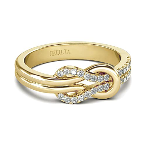 Jeulia Damen Keltischer Knoten Ringe Sterling Silber Diamant Ringe Schmuck für Braut Hochzeit Band Verlobungsring (62 (19.8)) (Yellow Gold, 54（17.3）) von Jeulia