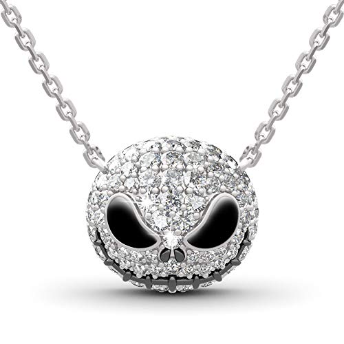 Jeulia 1.99 Karat Nightmare Halskette 925 Sterling Silber Jack und Skull Anhänger Halskette Herz Halskette für Frauen Teen Girls Birde Romantic mit Schmuck Geschenkbox (Silber-2) Jeulia 1.99 Karat Nightmare Halskette 925 Sterling Silber Jack und Skull Anhänger Halskette Herz Halskette für Frauen Teen Girls Birde Romantic mit Schmuck Geschenkbox (Silber-2) von Jeulia