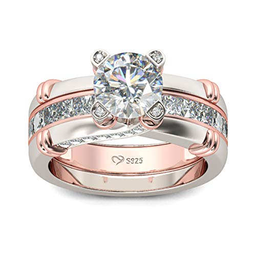 Jeulia diamant band ringe für frauen cz sterling silber austauschbare ring sets hochzeit verlobung jahrestag versprechen ring braut sets (Rose Gold, 56 (17.8)) von Jeulia