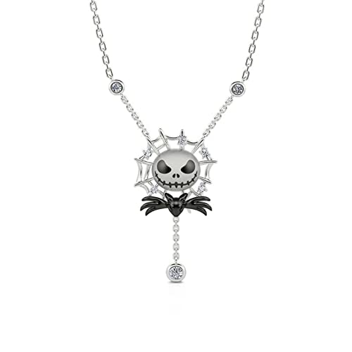 Jeulia Damen Sterling Silber Halskette Jack Skellington Anhänger Halskette mit Geschenkverpackung Geschenke für Party Jubiläum Geburtstag Halloween (Kürbiskönig) von Jeulia