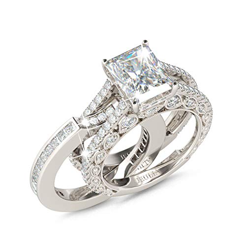 Jeulia Diamant Ringe Damen Sterling Silber Ring Sets Hochzeitring Verlobung Jahrestag Versprechen Braut Sets Ring für Damen mit GeschenkBox von Jeulia