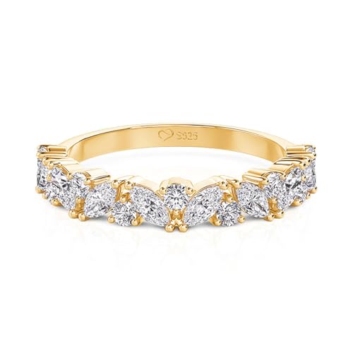 Jeulia Gelbgold Silber Ring Für Damen Mädchen Stapelbar Verlobungsring Ewigkeitsringe Schmal Eheringe Vorsteckring für Valentinstag Geburtstag mit Schmuckschatulle (Gelbgold, 50(15.7)) von Jeulia