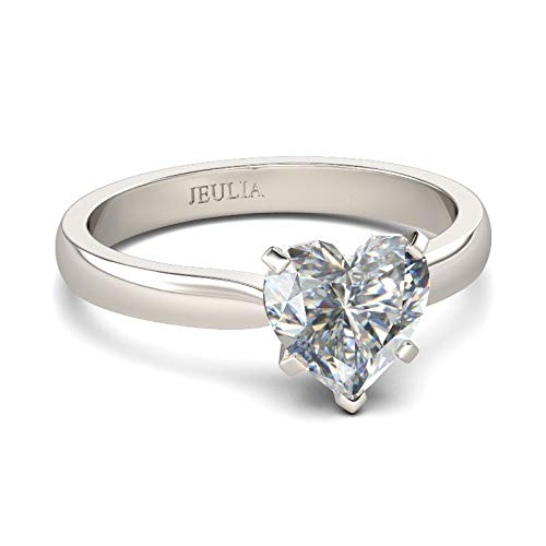 Jeulia He Solitär Herzschliff Sterling Silber Ring 925 Sterling Silber Zirkonia Ewigkeit Ringe Jubiläumsversprechen Valentinstag von Jeulia