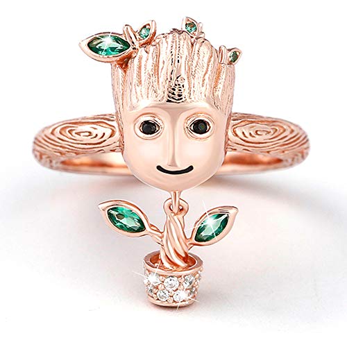 Jeulia "Ich bin Groot Baummann Ring Sterling Silber Roségold Schüttelnd Ring Schmuck Geschenk für Damen Herren (1Roségold, 58 (18.5)) von Jeulia