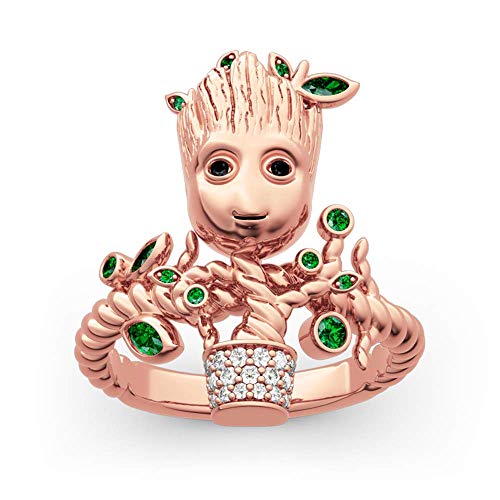 Jeulia "Ich bin Groot Baummann Ring Sterling Silber Roségold Schüttelnd Ring Schmuck Geschenk für Damen Herren (4 Rosegold, 54 (17.3)) von Jeulia