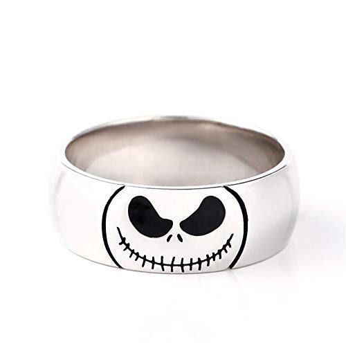 Jeulia Jack Skellington und Sally Paar Ringe 925 Sterling Silber Frauen Männer Band Set Halloween Schmuck Jubiläum Versprechen Ringe für Sie und Ihn mit Schmuck Geschenkbox (Jack, 54 (17.3)) von Jeulia