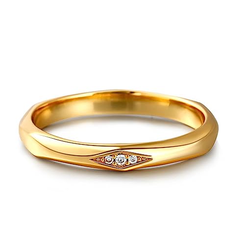 Jeulia Klassisches Partnerringe Verlobungsringe 925 Sterling Silber Damen Herren Ring Ehering Gelbes Gold Trauring Freundschaftsring (Damen Ring, 58(18.5)) von Jeulia