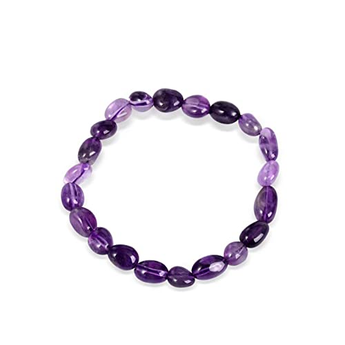 Jeulia Natürlicher Amethyst Elastisches Armband:Heilender Mut Edelsteinarmbänder Damen Handgelenke können gestapelt werden Elastisches Heilstein Stress Relief Power Stone Armband (Amethyst) von Jeulia