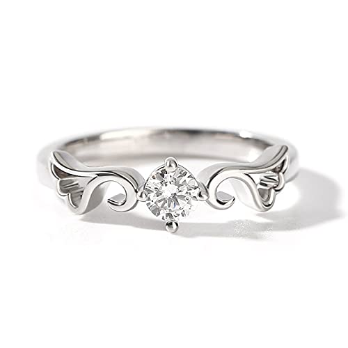 Jeulia Paare Diamant Ring EngelsflüGel Sterling Silber Damen Ringe Zirkonia Rundschliff Herren Ring Verlobungsringe Anniversary Promise Hochzeit Trauringe mit Geschenkbox (F, 54（17.3）) von Jeulia