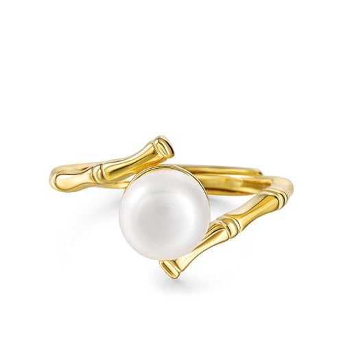 Jeulia Pearl Sterling Silber Verstellbarer Ring Bambus Design Versprechen Jubiläumsringe für Sie Frauen Mädchen Geburtstag Weihnachten Valentinstag von Jeulia