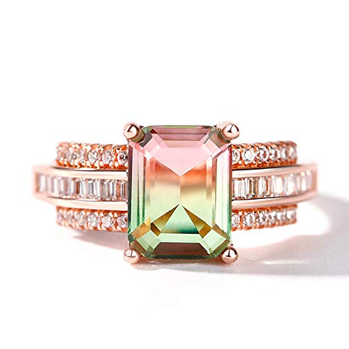 Jeulia Ring Silber 925 Damen Ovalschliff Diamant vergoldet Farbige Zirkonia Steine Verlobungsringe Jubiläumsversprechen Romantisches Schmuckgeschenk für Frau Mädchen Mutter (Roségold, 57 (18.1)) von Jeulia
