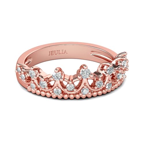 Jeulia Roségold-Krone, Verlobung, Jahrestag, Versprechensringe, Ringe aus Sterlingsilber für Frauen mit Schmuckschatulle (Roségold, 53(16.9)) von Jeulia