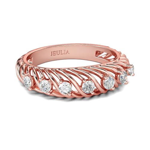 Jeulia Roségoldfarbener Verlobungsring Ewigkeitsringe Eheringe Rundschliff 925 Silber Ring Für Damen Mädchen Eternity Ring mit Schmuckschatulle (Roségold, 68(21.8)) von Jeulia