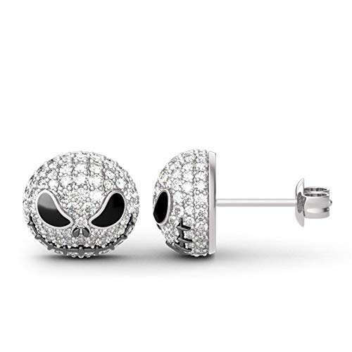 Jeulia Schädel Ohrringe für Frauen Sterling Silber Ohrstecker Diamant Ohrstecker Ohrringe Round Princess Cut Bestes Geschenk für Mädchen, Jungen, Frauen, Männer von Jeulia