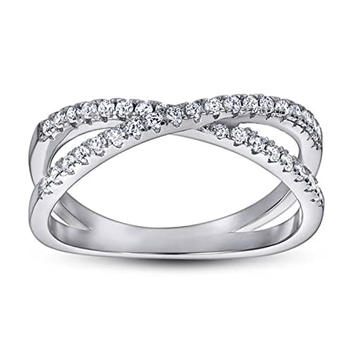 Jeulia Silber 925 Zirkonia Eheringe: Damen Verlobungsring X Kreuz Überkreuzter Ring Schmuck für Braut Hochzeit Band mit Geschenk Box (62（19.8）, X Shape) von Jeulia