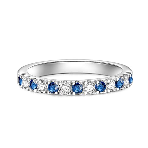Jeulia Simple 925 Silber Ringe Zirkonia Kristall Damenring Weiß und Blau Verlobungsring Ewigkeitsringe Eheringe mit Schmuckschatulle für Geburtstag, Weihnachten, Valentinstag (Silber, 56(17.7)) von Jeulia