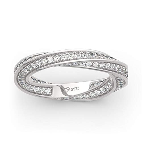 Jeulia Simple Twist Rings 925 Sterling Silber Frauenband Diamant Eheringe Verlobungserklärung Ring Band Jubiläum Versprechen Ring für sie mit Geschenkbox (57 (18.1)) von Jeulia