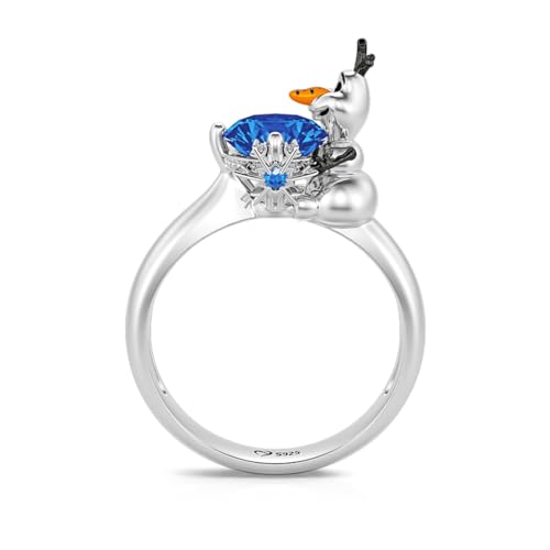 Jeulia Snow Baby Schneeflocke Ringe für Frauen Hug Me Rundschliff Sterling Silber Ring Band Verlobungsversprechen Jubiläumsringe Halloween Romantischer Albtraum Schmuck (Schneebaby, 51(16.1)) von Jeulia