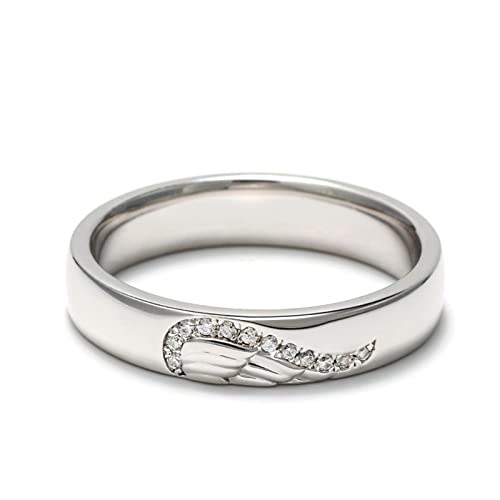 Jeulia Sterling Silber Engelsflügel Paarringe für Frauen Herren Bandring mit Gravur und Zirkonia Diamant Trauringe Anniversary Verlobung Hochzeitsringe Partnerringe Braut Sets (Damen, 61（19.4）) von Jeulia