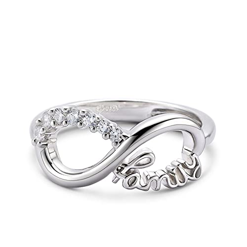 Jeulia Sterling Silber Infinity Verlobungsring: Damen Wickelring Unendlichkeit Promise Eheringe Ring Band Zirkonia Promise Anniversary Schmuck mit Geschenk Box für Mädchen Frauen (54（17.3）, Silber-2) von Jeulia