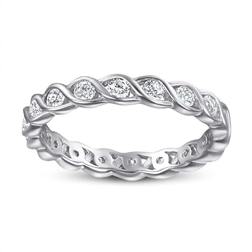 Jeulia Sterling Silber Verlobungsring Band: Rundschliff Zirkonia Promise Verlobung Ringe Frauen Anniversary Jahrestag Unendlichkeit Schmuck Geschenk Box (63（20.2）, Twist) von Jeulia