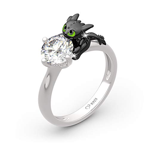 Jeulia "Your Dragon Ring aus rundem Sterlingsilber Fashion Anniversary Promise Verlobung Ehering Set für sie mit Geschenk Schmuckschatulle (50（15.7）, Drache) von Jeulia