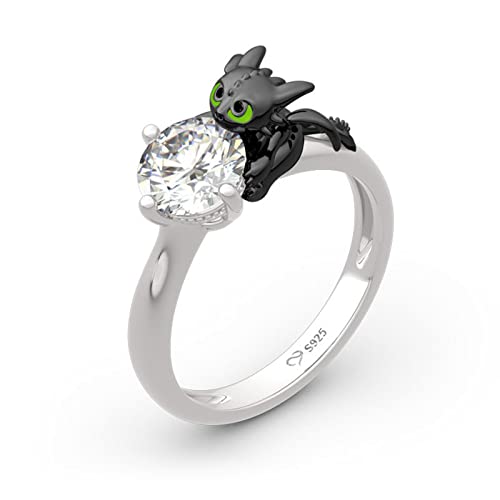 Jeulia "Your Dragon Ring aus rundem Sterlingsilber Fashion Anniversary Promise Verlobung Ehering Set für sie mit Geschenk Schmuckschatulle (63（20.2）, Drache) von Jeulia