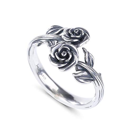 Jeulia Zwei Rosen Sterling Silber Ring Handgefertigter Damenring mit gravur Valentinstag-Jubiläumsgeschenk Für Frau und Freundin mit Geschenkbox (Silber, 56 (17.8)) von Jeulia